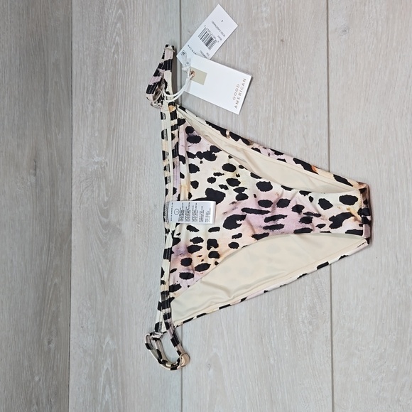 NWT Good American Women Rose Waist Cheeky Cheetah Swim Bikini Bottom sz 4/XL - Picture 2 of 10